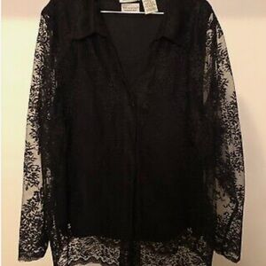 White Stag Black Lace Long Sleeve Blouse